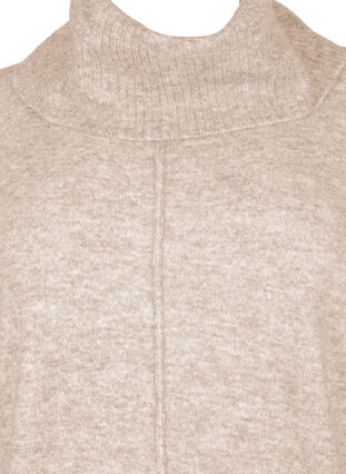 Zizzifashion Melange knit sweater with turtleneck, Simply Taupe Mel., Packshot image number 2