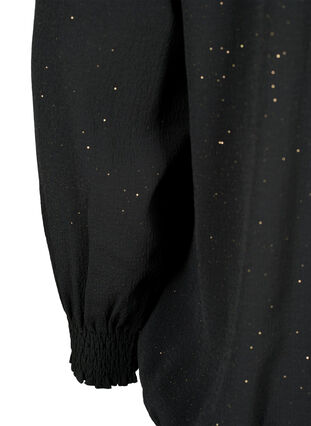 Zizzifashion FLASH - Long sleeved blouse with smock and glitter	, Black w. Silver, Packshot image number 3