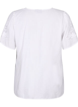 Zizzifashion Short sleeve viscose blouse with embroidery, Bright White, Packshot image number 1