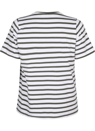 Zizzifashion Striped T-shirt in organic cotton, Thyme Stripe, Packshot image number 1