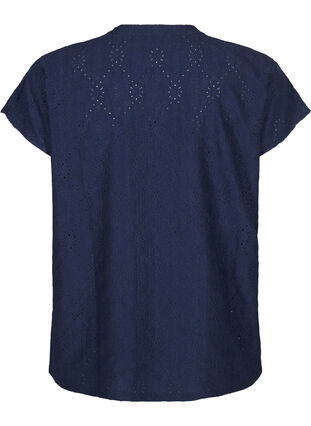 Zizzifashion Blouse with short sleeves and floral embroidery, Naval Academy, Packshot image number 1