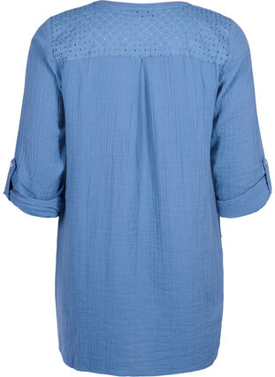 Zizzifashion Cotton tunic with anglaise embroidery, Moonlight Blue, Packshot image number 1