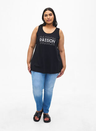 Zizzifashion Cotton top with a-shape, Black W. Passion, Model image number 2