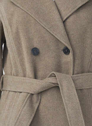 Zizzifashion Short wool jacket with belt, Desert Taupe Mel., Packshot image number 2