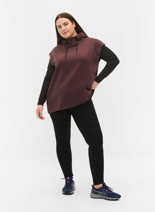 Zizzifashion Short sleeve sweatshirt with hood, Brown Red Ass, Model image number 3