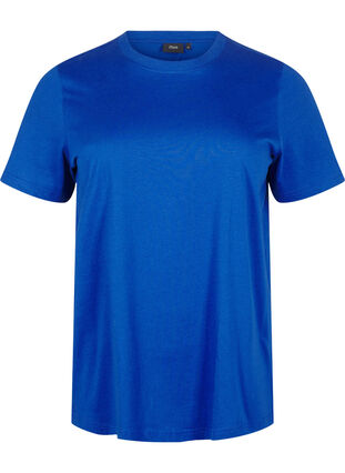 Zizzifashion Basic cotton T-shirt with round neck, Sodalite Blue, Packshot image number 0