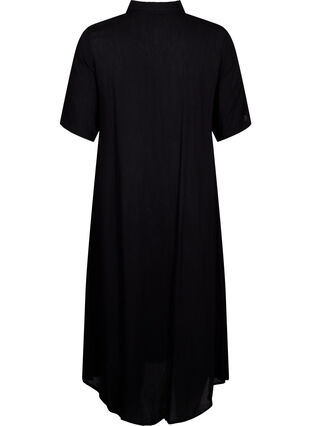 Zizzifashion Viscose shirt dress with short sleeves, Black, Packshot image number 1