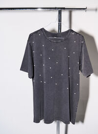 T-shirt with pearls, Grey washed, Model