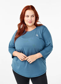Training blouse with 3/4 sleeves, Indian Teal, Model