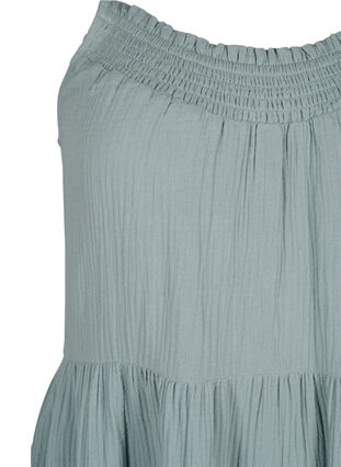 Zizzifashion Plain cotton strap dress, Chinois Green, Packshot image number 2