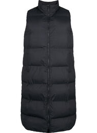 Long vest with pockets and two-way zipper, Black, Packshot