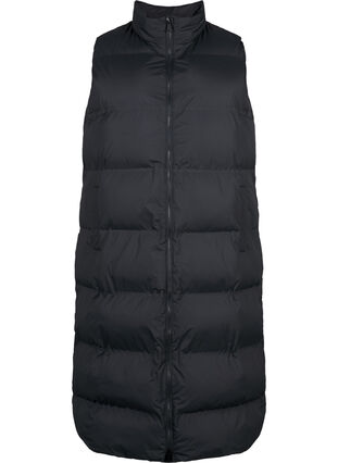 Zizzifashion Long vest with pockets and two-way zipper, Black, Packshot image number 0