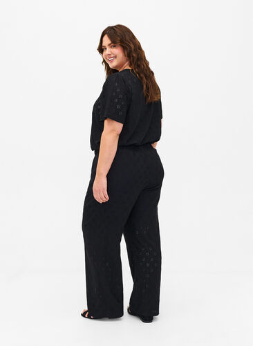Zizzifashion Loose trousers with hole pattern, Black, Model image number 1