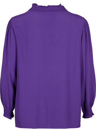 Zizzifashion Long-sleeved shirt blouse in viscose, Heliotrope, Packshot image number 1