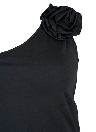 Zizzifashion One-shoulder top with rose, Black, Packshot image number 2