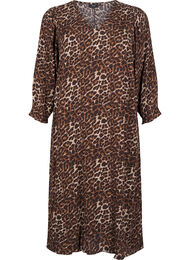 Long leopard print dress with 3/4 sleeves, Leo AOP, Packshot