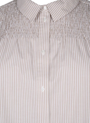 Zizzifashion Striped shirt with smock, Silver Mink Wh. St., Packshot image number 2