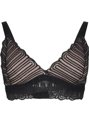 Zizzifashion Bralette with lace and soft padding, Black, Packshot image number 0