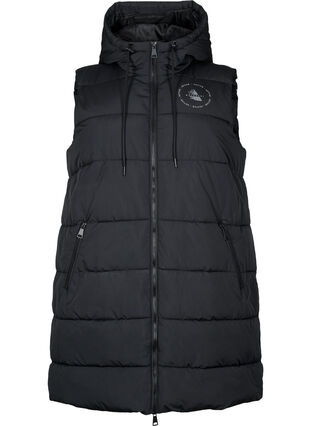 Zizzifashion Hooded waistcoat with pockets, Black, Packshot image number 0