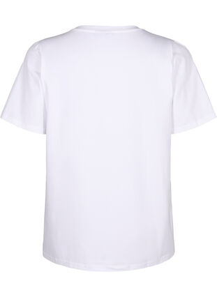 Zizzifashion Organic cotton T-shirt with embroidery details, Bright White, Packshot image number 1