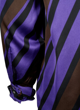 Zizzifashion Satin shirt with diagonal stripes, Stripe AOP, Packshot image number 3