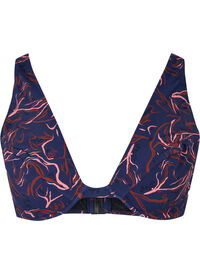 Printed bikini top with underwire