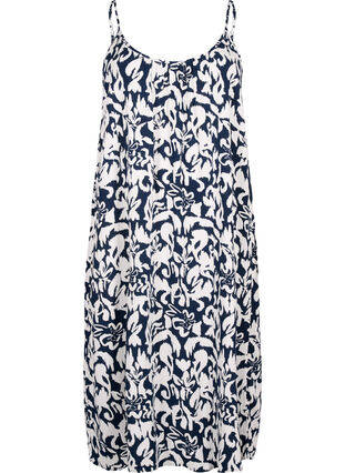 Zizzifashion Viscose strap dress with print, Navy Bl. Ethnic AOP, Packshot image number 0