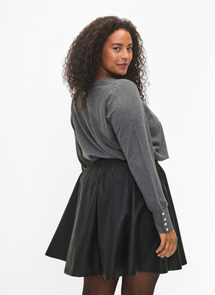 Zizzifashion Long-sleeved blouse with wide cuff and buttons, Dark Grey Melange, Model image number 1