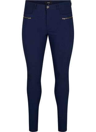 Zizzifashion Tight-fitting trousers with zip details, Night Sky, Packshot image number 0