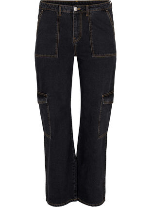 Zizzifashion Straight Fit Cargo Jeans, Black Stone, Packshot image number 0