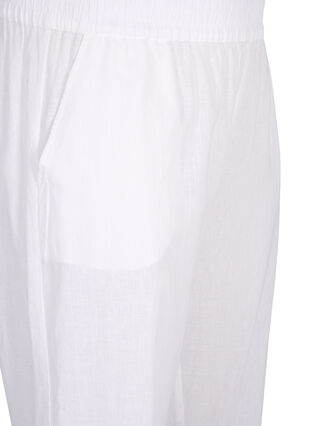 Zizzifashion Plain cotton trousers with linen, Bright White, Packshot image number 2