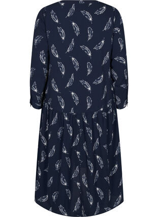 Zizzifashion Midi dress with long sleeves, Navy B. Feather AOP, Packshot image number 1