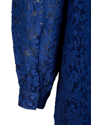 Zizzifashion Long-sleeved lace dress with high neck, Estate Blue, Packshot image number 3