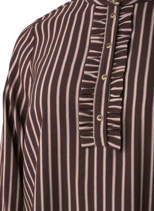 Zizzifashion Short striped dress with ruffle detail, Hot Fudge Stripe AOP, Packshot image number 2