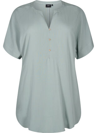 Zizzifashion Short sleeve viscose tunic, Chinois Green, Packshot image number 0