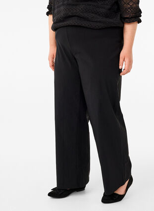 Zizzifashion Wide-leg trousers with elasticated waistband, Black, Model image number 2