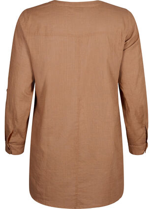 Zizzifashion Cotton tunic with 3/4 sleeves, Coca Mocha, Packshot image number 1