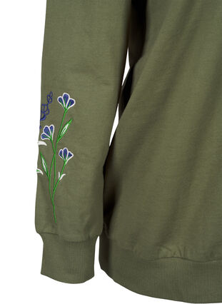 Zizzifashion Sweatshirt with embroidered flowers, D. L. Green W. emb., Packshot image number 3