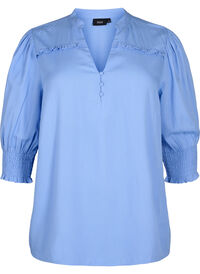 Viscose blouse with smock and ruffle detail