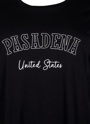 Zizzifashion Cotton T-shirt with text, Black W. Pasadena, Packshot image number 2