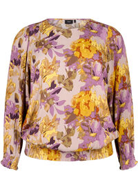 Smock blouse with floral print