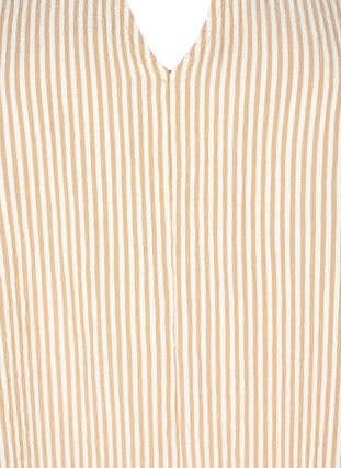 Zizzifashion Striped dress with 3/4 sleeves, Camel Stripe, Packshot image number 2