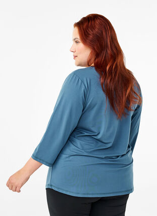 Zizzifashion Training blouse with 3/4 sleeves, Indian Teal, Model image number 1