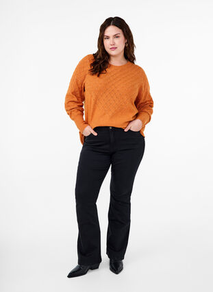 Zizzifashion Knitted blouse with lace pattern, Marmelade Mel., Model image number 3