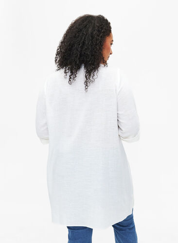 Zizzifashion 3/4 sleeve cotton blend tunic with linen, Off-White, Model image number 1