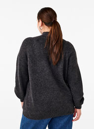 Knitted blouse with bow detail, Dark Grey White Mel., Model