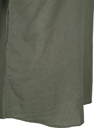 Zizzifashion Hooded tunic in cotton and linen, Thyme, Packshot image number 3