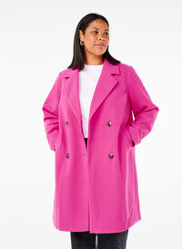 Coat with double-breasted button closure, Raspberry Rose, Model