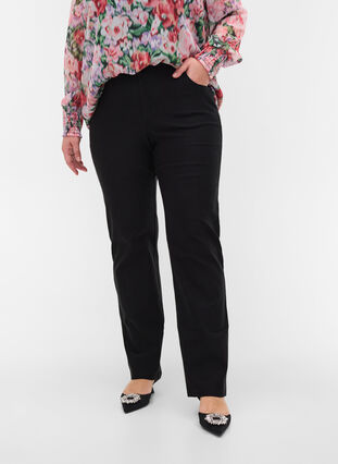 Zizzifashion Classic viscose blend trousers, Black, Model image number 3