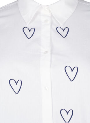 Zizzifashion Classic shirt with embroidered hearts, Bright Wh.W. Blue H., Packshot image number 2